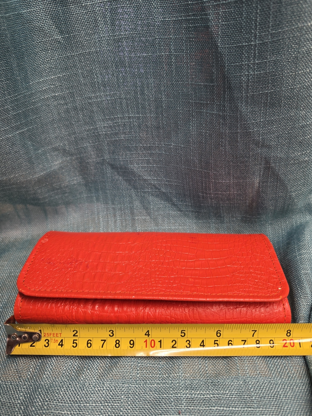 Red Croc-Embossed Wristlet Clutch